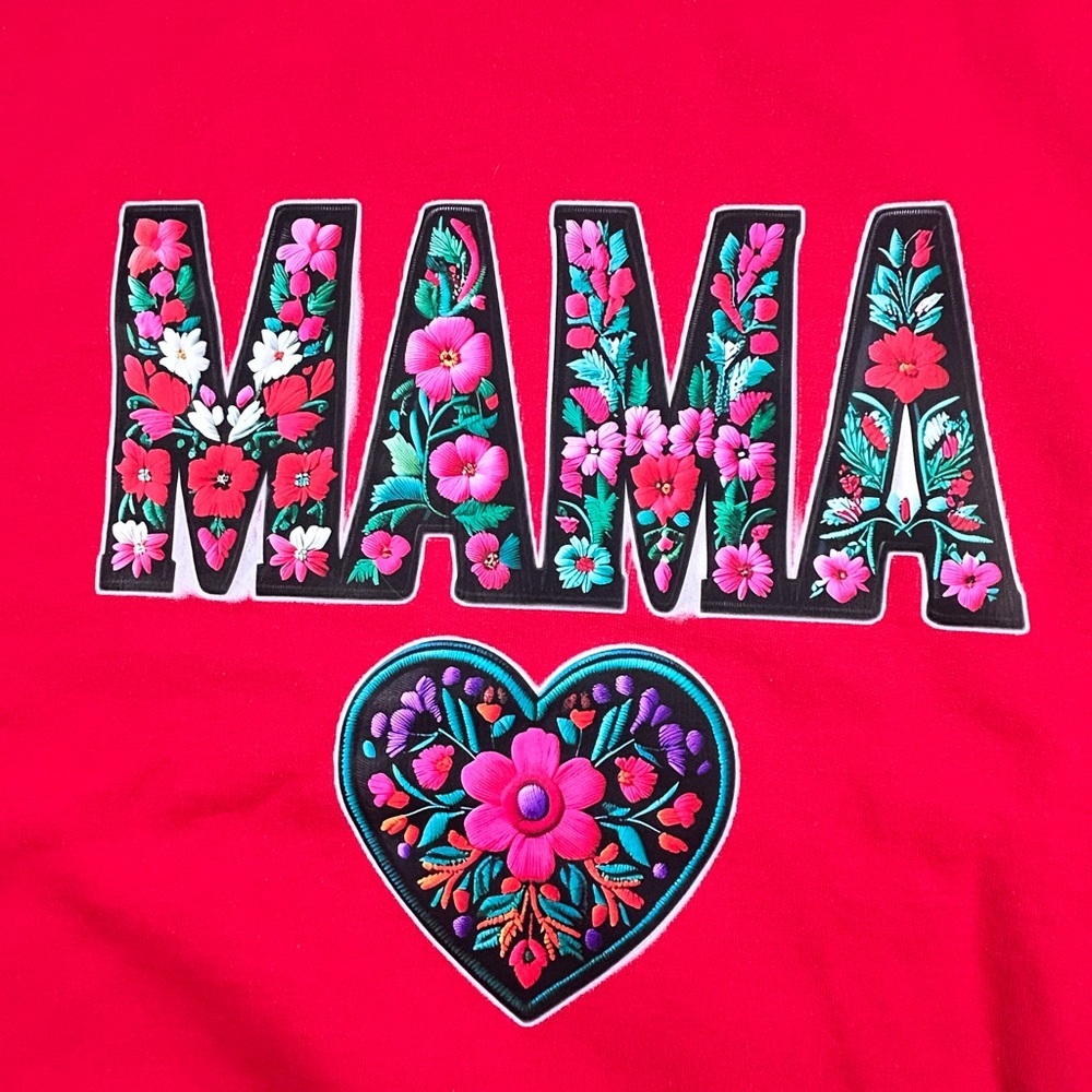Mama Floral Graphic Sweatshirt Red | Cozy Mom Crewneck 3XL - Picture 4 of 10